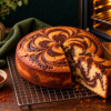 warm marble cake with cozy oven glow